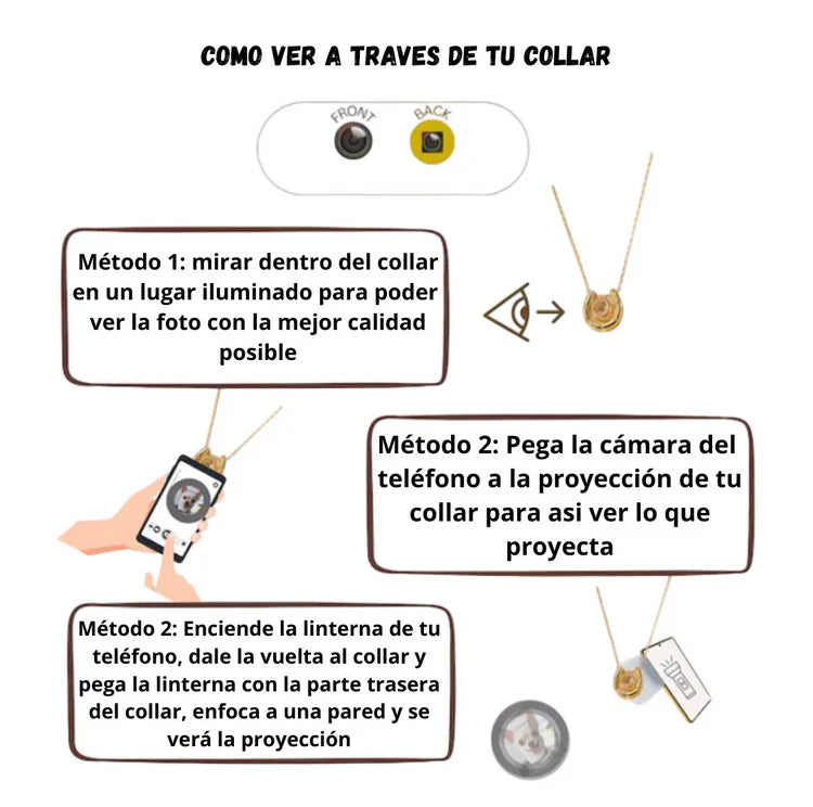 Collar con foto personalizada en forma de camara